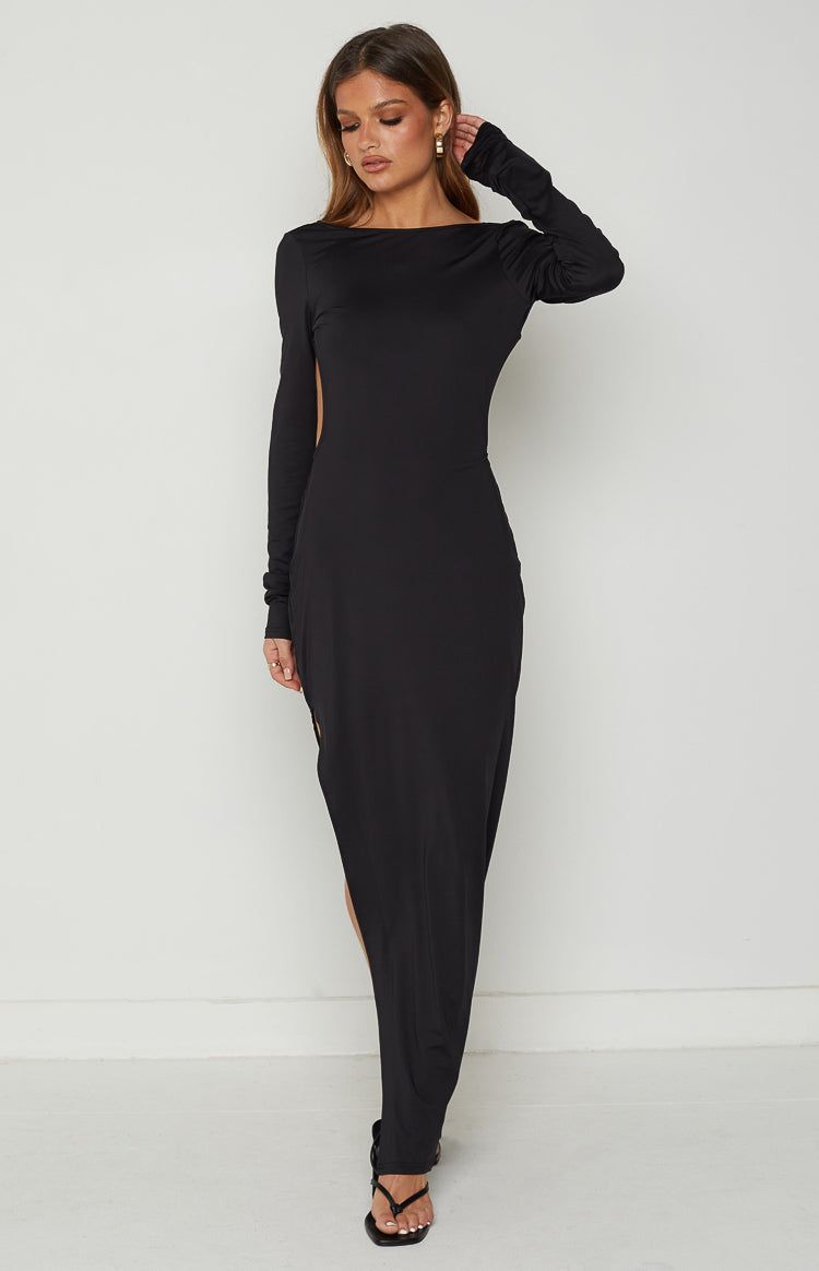Charis Black Long Sleeve Backless Maxi Dress sold by Beginning Boutique product image thumbnail 6