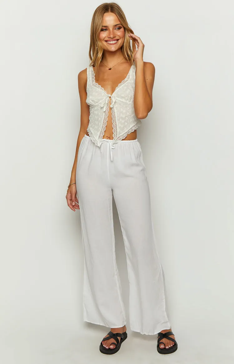 Cici White Drawstring Pants sold by Beginning Boutique product image thumbnail 3