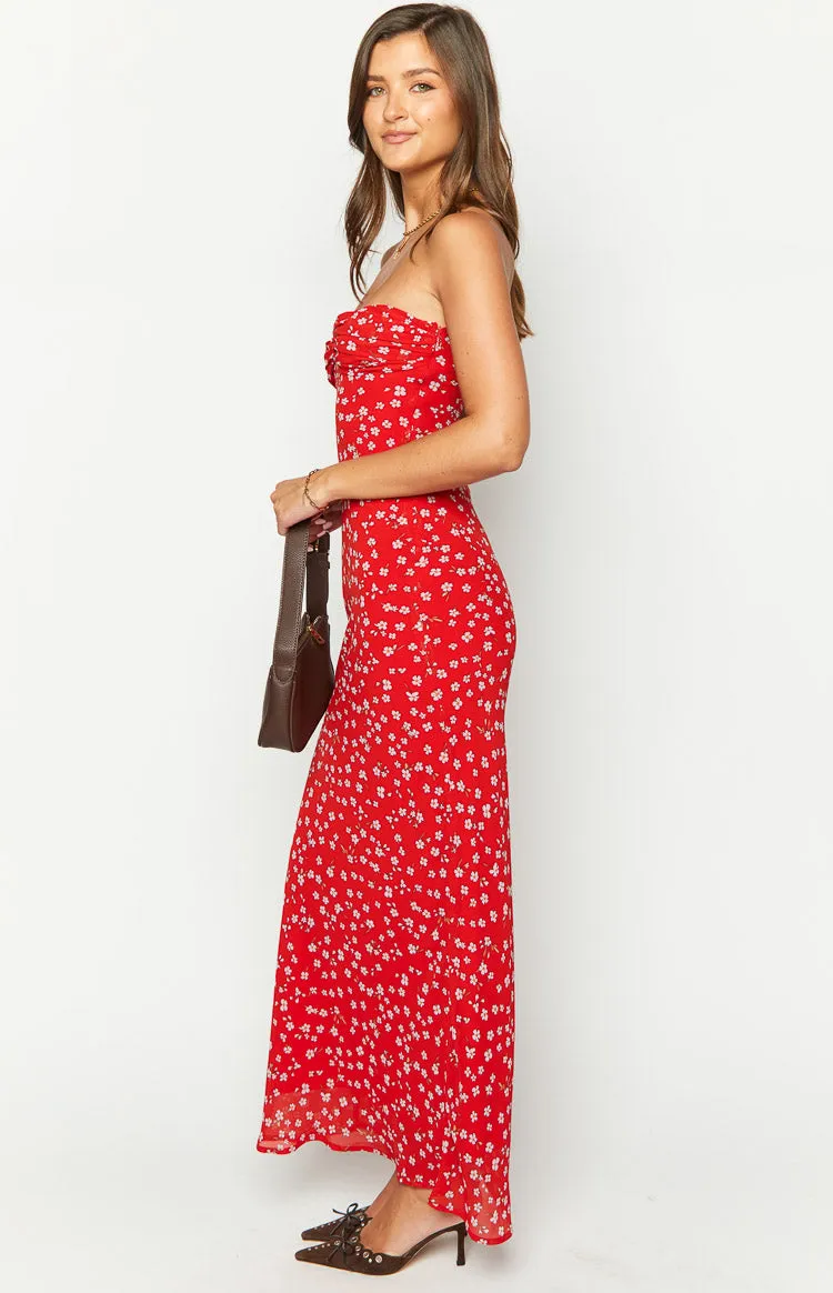 Ashley Red Floral Formal Maxi Dress sold by Beginning Boutique product image thumbnail 4