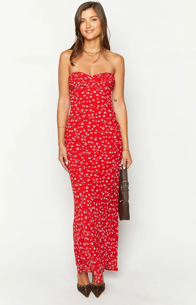 Ashley Red Floral Formal Maxi Dress sold by Beginning Boutique product image thumbnail 2