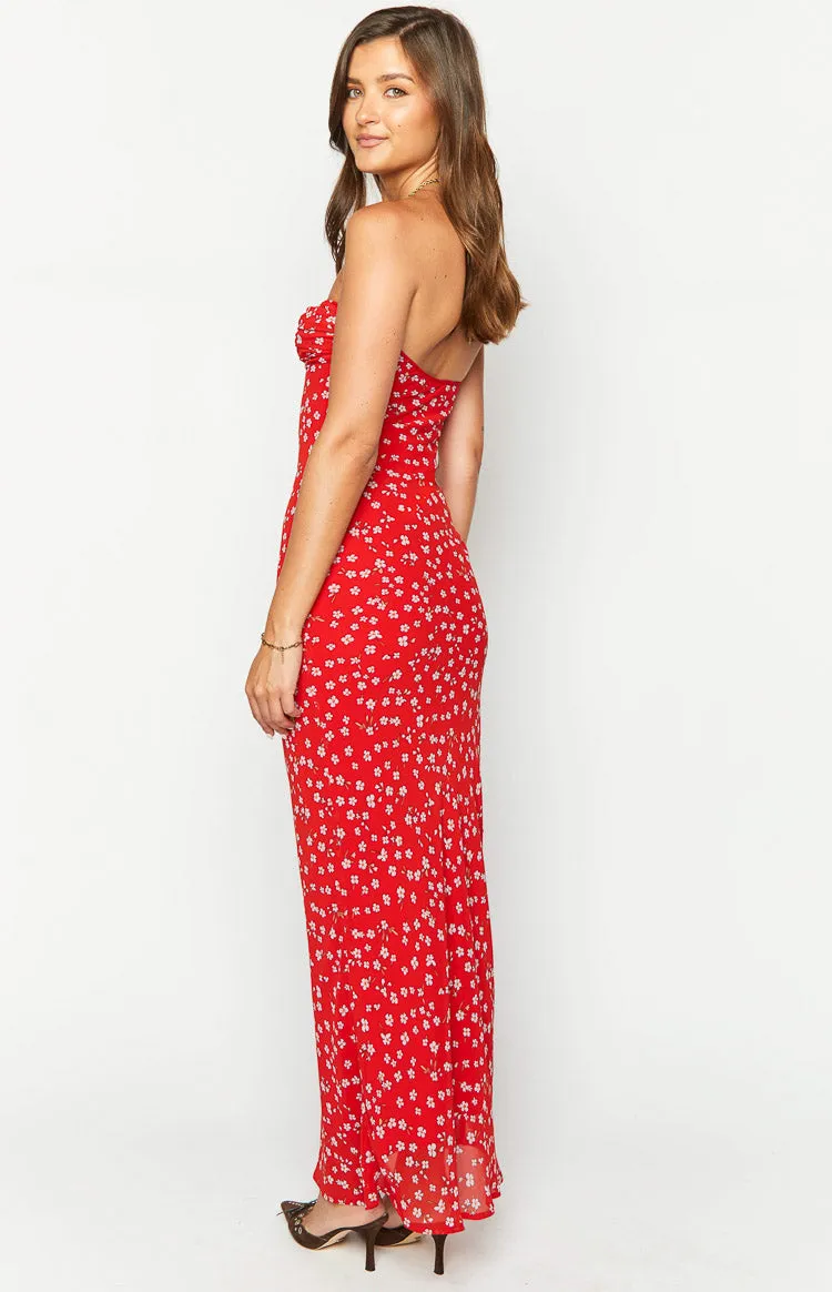 Ashley Red Floral Formal Maxi Dress sold by Beginning Boutique product image thumbnail 5