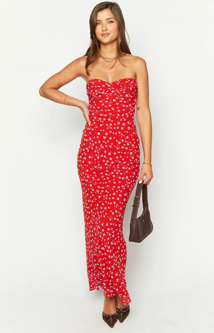 Ashley Red Floral Formal Maxi Dress sold by Beginning Boutique product image thumbnail 3