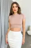 Shelbs Mocha Rib Knit Tee sold by Beginning Boutique