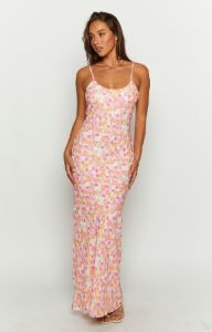 Renesmee Pink Floral Printed Maxi Dress sold by Beginning Boutique