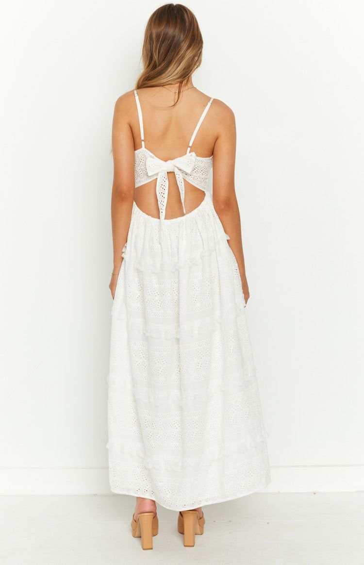 Amber White Ruffle Midi Dress sold by Beginning Boutique product image thumbnail 5