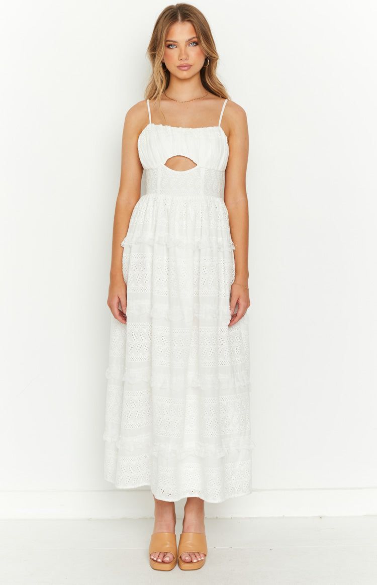 Amber White Ruffle Midi Dress sold by Beginning Boutique product image thumbnail 2