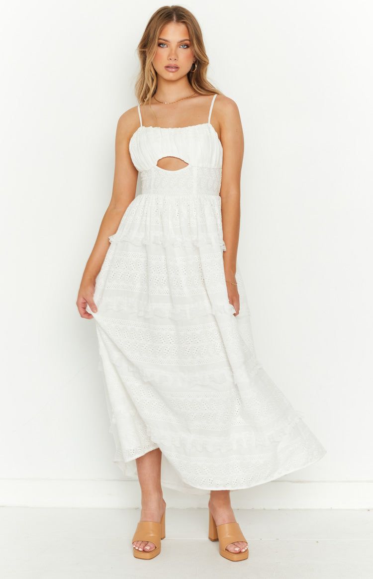 Amber White Ruffle Midi Dress sold by Beginning Boutique product image thumbnail 3