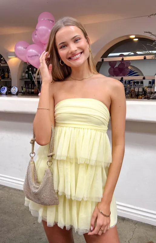 Birthday Girl Yellow Mini Party Dress sold by Beginning Boutique