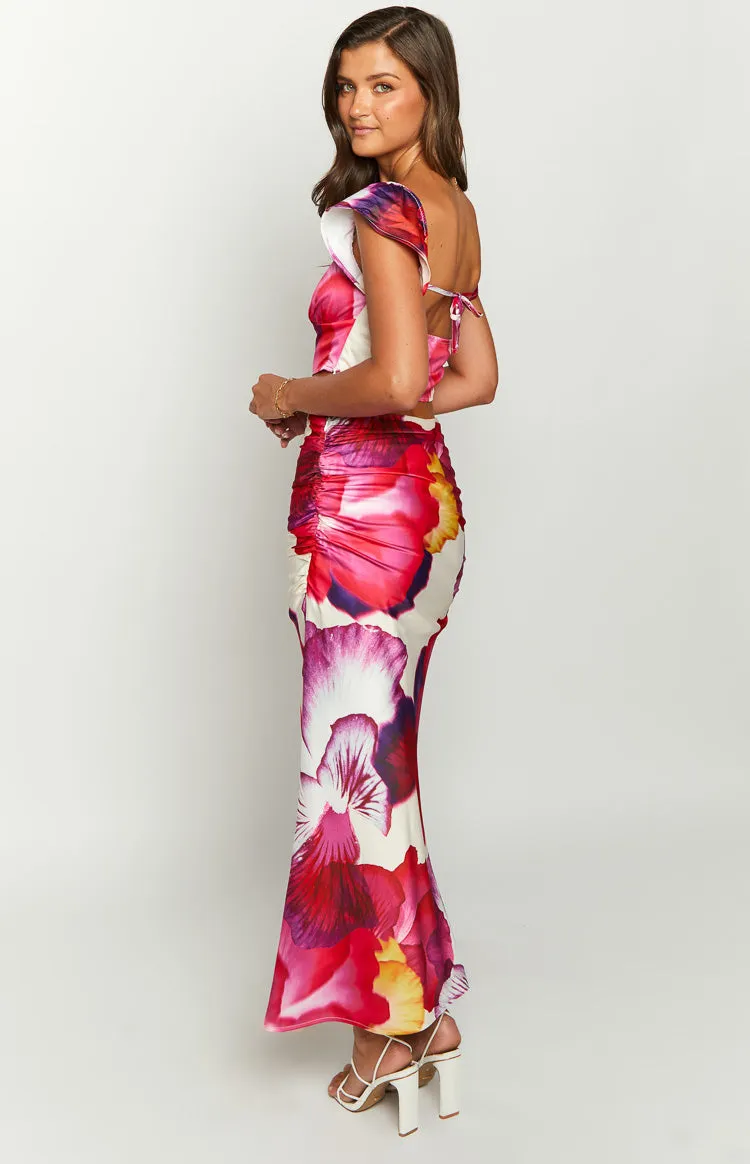 Romantic Rose Pink Floral Print Maxi Skirt sold by Beginning Boutique product image thumbnail 5