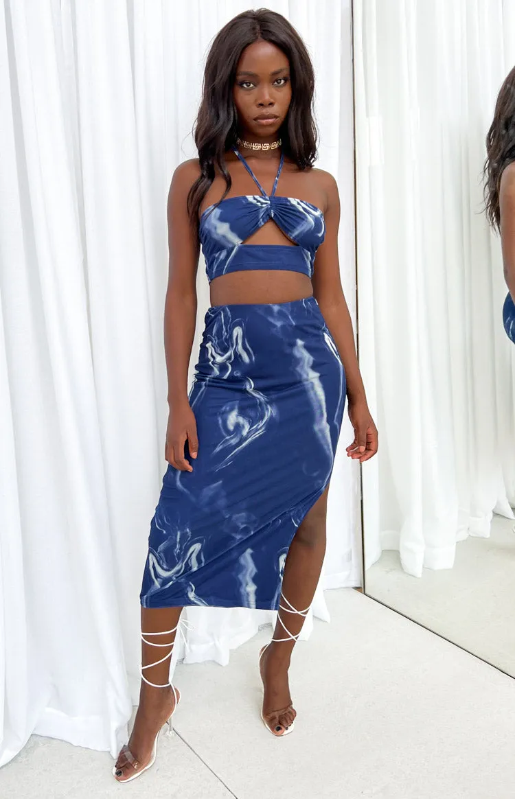 Fable Navy Mesh Midi Skirt sold by Beginning Boutique product image thumbnail 2