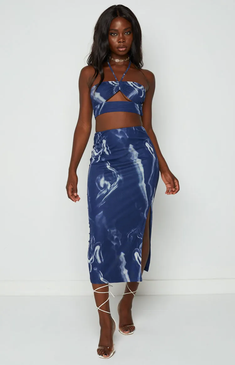 Fable Navy Mesh Midi Skirt sold by Beginning Boutique product image thumbnail 3