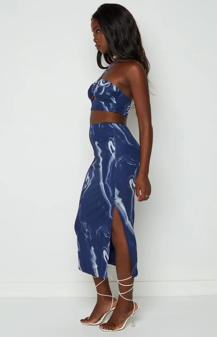 Fable Navy Mesh Midi Skirt sold by Beginning Boutique product image thumbnail 4
