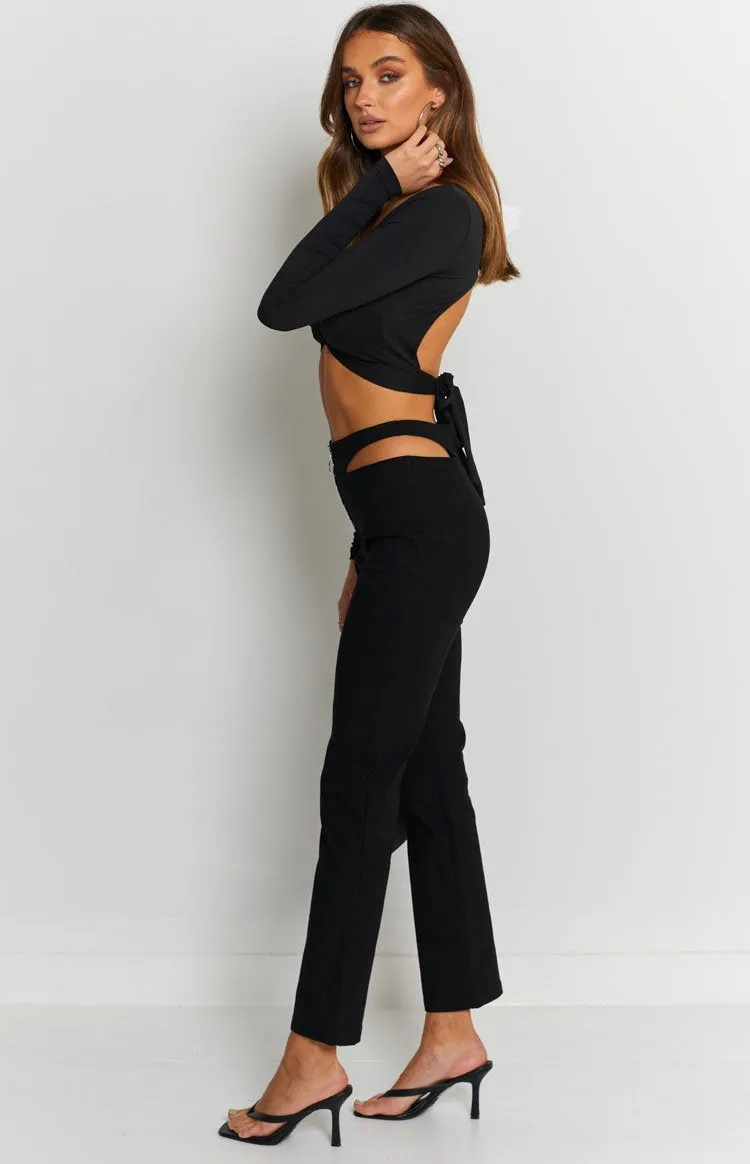 Margherita Hip Cut Out Pants Black sold by Beginning Boutique product image thumbnail 5
