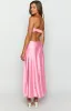 Lili Pink Satin Strapless Maxi Dress sold by Beginning Boutique
