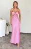 Lili Pink Satin Strapless Maxi Dress sold by Beginning Boutique