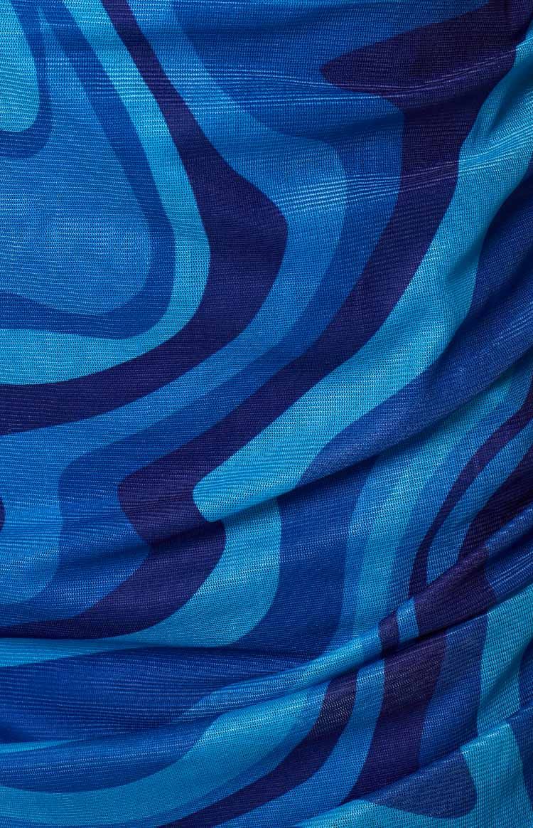 Deleah Blue Mesh Side Ruched Dress sold by Beginning Boutique product image thumbnail 6