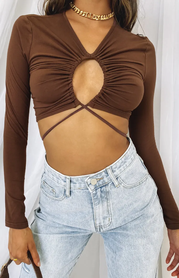 Serena Crop Top Brown sold by Beginning Boutique product image thumbnail 3