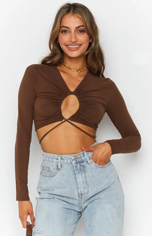 Serena Crop Top Brown sold by Beginning Boutique