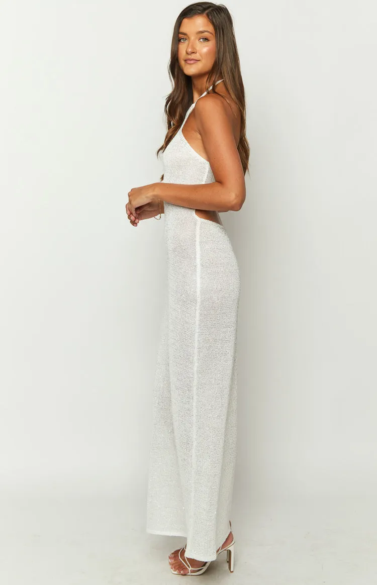 Andraya White Sequin Knit Maxi Dress sold by Beginning Boutique product image thumbnail 4