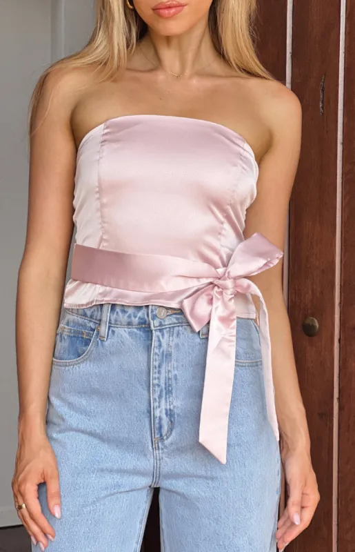 Satin Diva Pink Crop Top sold by Beginning Boutique