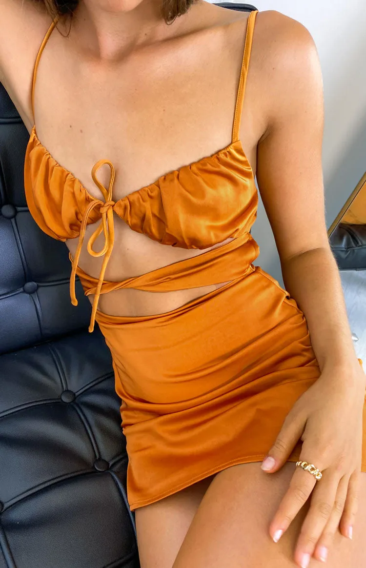 Hyacinth Tie Mini Dress Orange sold by Beginning Boutique product image thumbnail 3