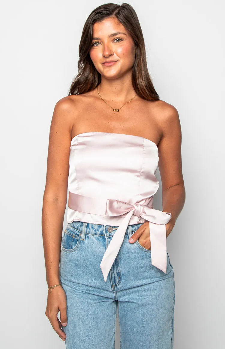 Satin Diva Pink Crop Top sold by Beginning Boutique product image thumbnail 2