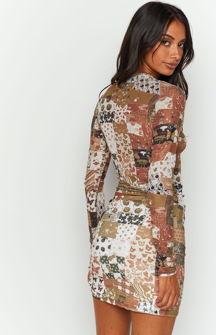 OMIGHTY Patchwork Mini Skirt in Mocha sold by Beginning Boutique product image thumbnail 6