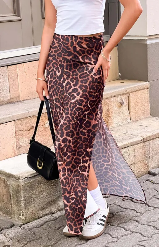 Genevieve Leopard Print Maxi Skirt sold by Beginning Boutique