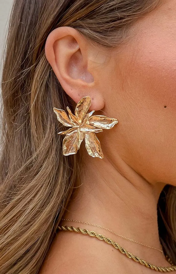 Jasmine Gold Vintage Flower Earrings sold by Beginning Boutique product image thumbnail 2