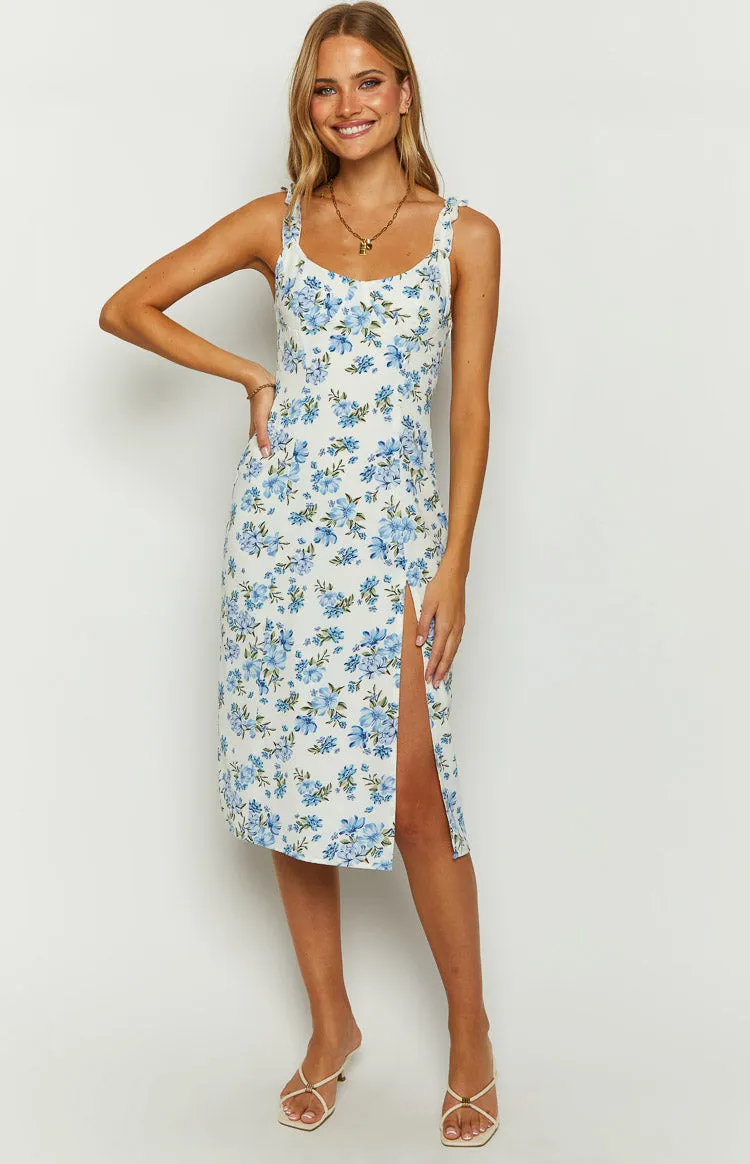 Jessie Blue Floral Midi Dress sold by Beginning Boutique product image thumbnail 3