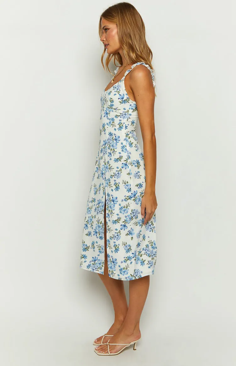 Jessie Blue Floral Midi Dress sold by Beginning Boutique product image thumbnail 4
