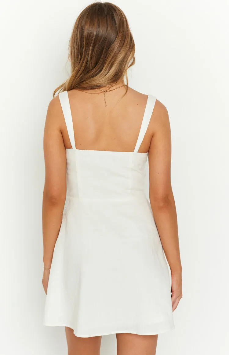 Sabrina White Linen Blend Mini Dress sold by Beginning Boutique product image thumbnail 5