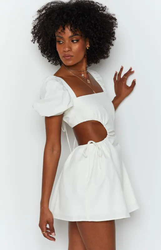 Penelope Mini Dress White sold by Beginning Boutique