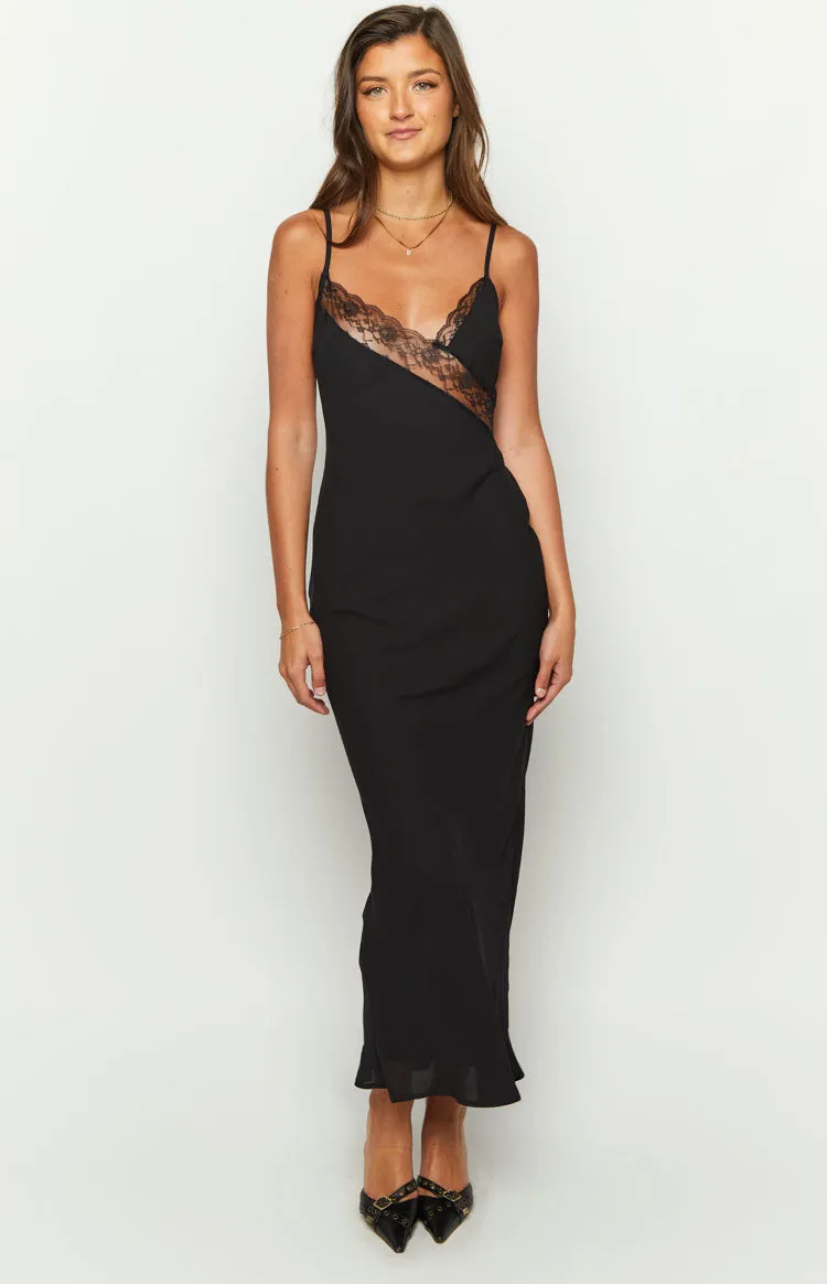 The Exclusive Black Lace Maxi Dress sold by Beginning Boutique