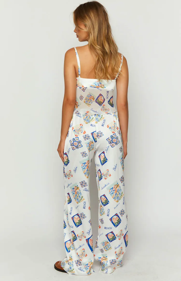 Bridget White Satin Italia Print Pants sold by Beginning Boutique product image thumbnail 5