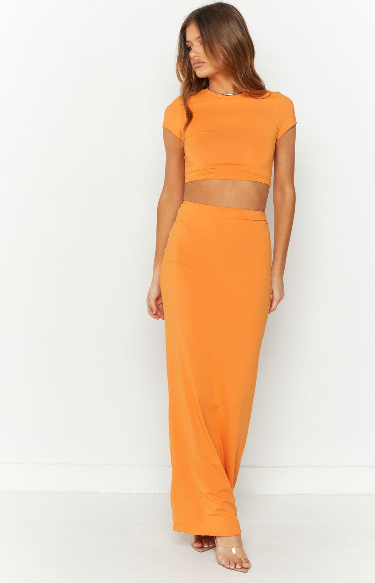 Amore Orange Maxi Skirt sold by Beginning Boutique product image thumbnail 4