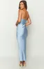 Xander Blue Satin Maxi Dress sold by Beginning Boutique