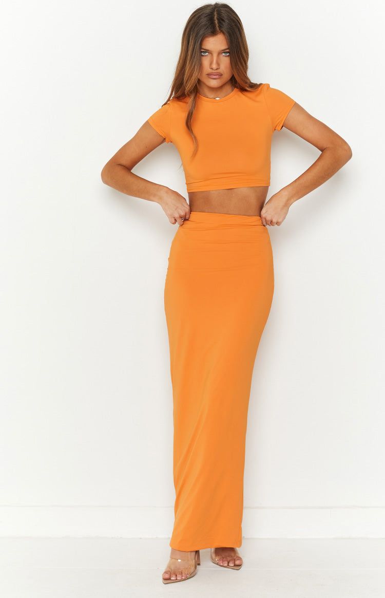 Amore Orange Maxi Skirt sold by Beginning Boutique