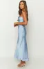 Xander Blue Satin Maxi Dress sold by Beginning Boutique