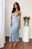 Xander Blue Satin Maxi Dress sold by Beginning Boutique