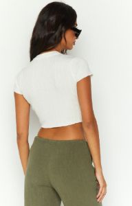Shelbs White Rib Knit Tee sold by Beginning Boutique