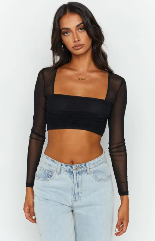 Suzie Black Long Sleeve Top sold by Beginning Boutique