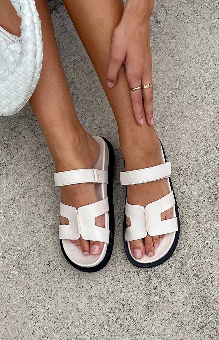 Billini Theon Alabaster Slides sold by Beginning Boutique