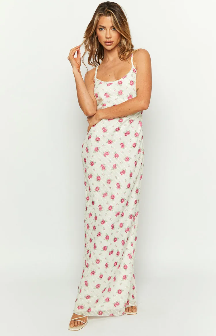 Renesmee White Floral Chiffon Maxi Dress sold by Beginning Boutique product image thumbnail 3