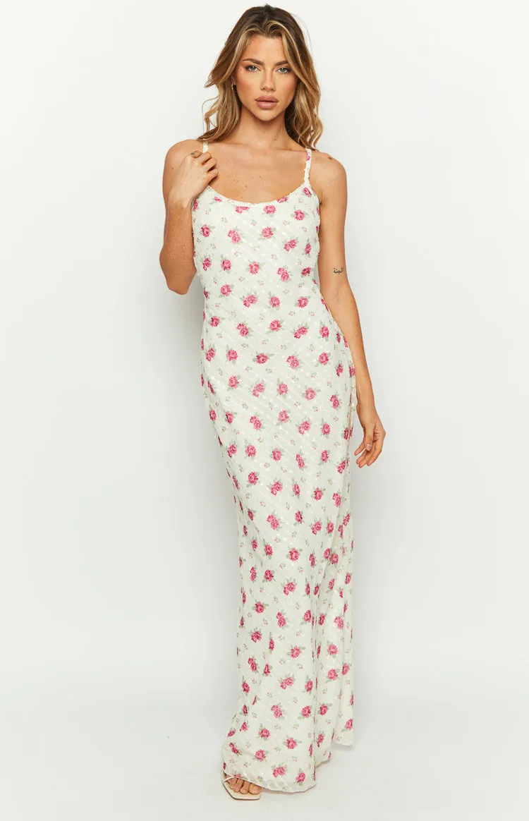 Renesmee White Floral Chiffon Maxi Dress sold by Beginning Boutique product image thumbnail 2