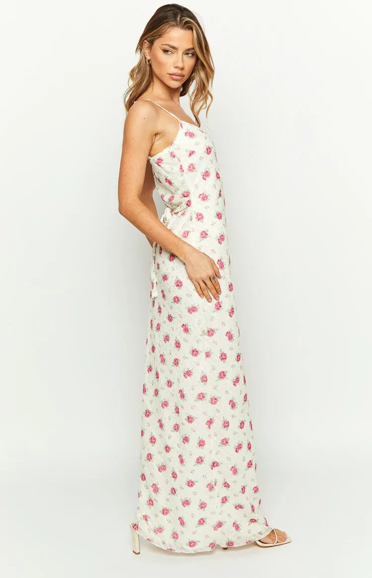 Renesmee White Floral Chiffon Maxi Dress sold by Beginning Boutique product image thumbnail 4