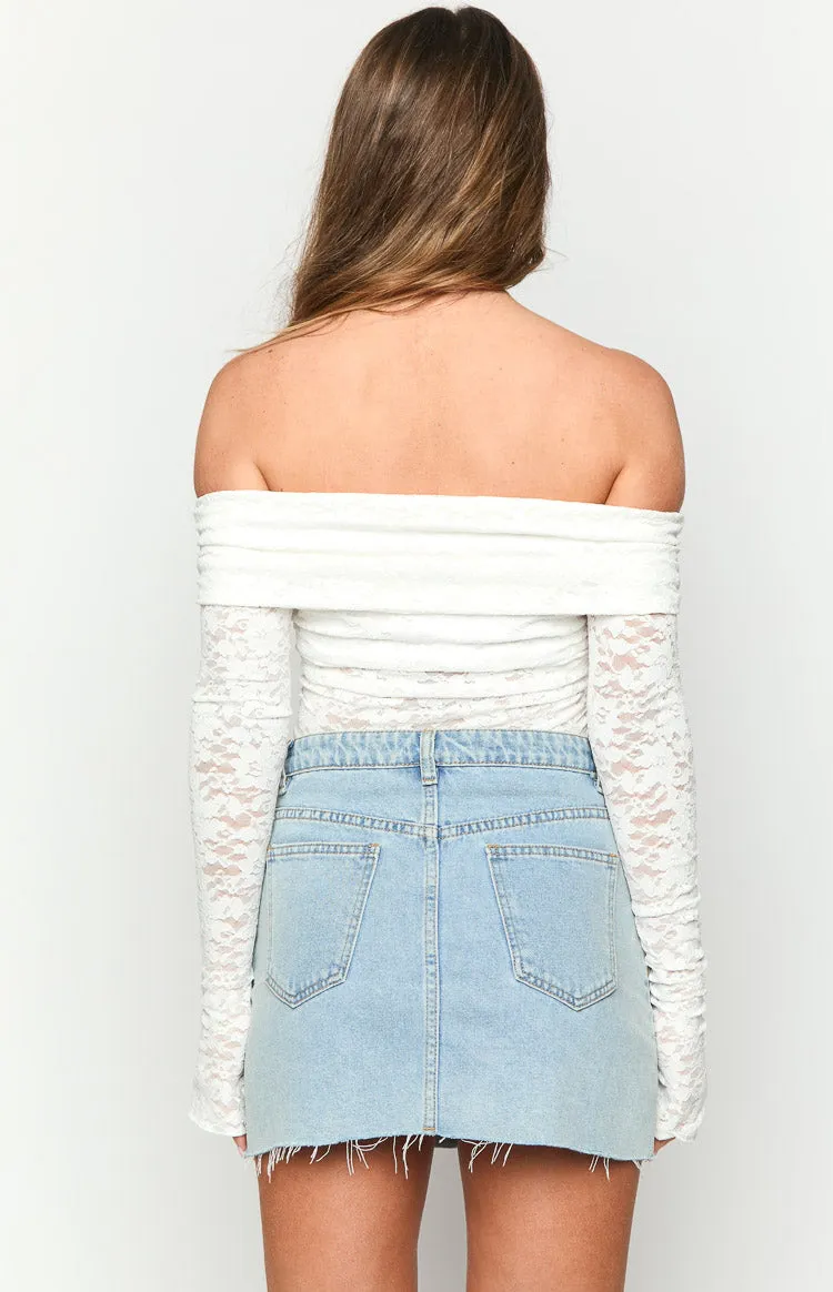Brodie White Lace Off The Shoulder Top sold by Beginning Boutique product image thumbnail 5