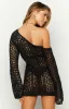 Riga Black Long Sleeve Mini Dress sold by Beginning Boutique