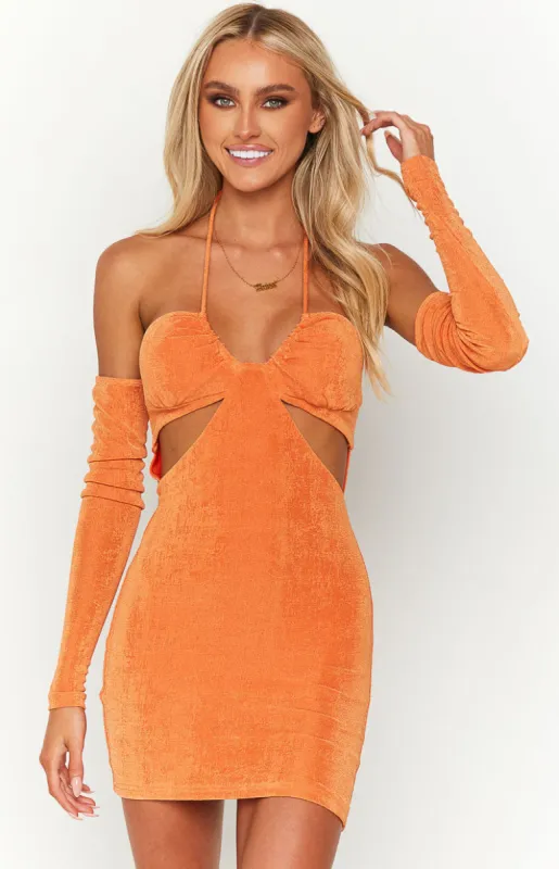 Everlee Orange Mini Dress sold by Beginning Boutique
