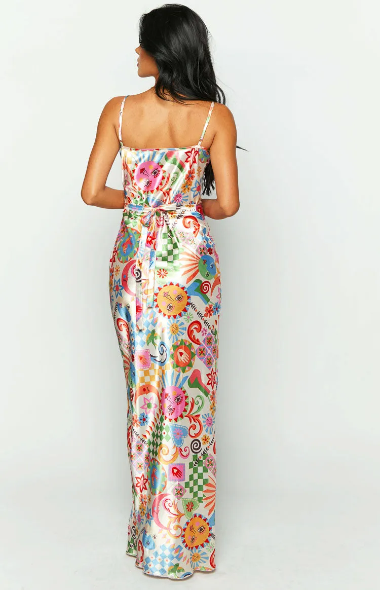 Renesmee Satin Summer Print Maxi Dress sold by Beginning Boutique product image thumbnail 5